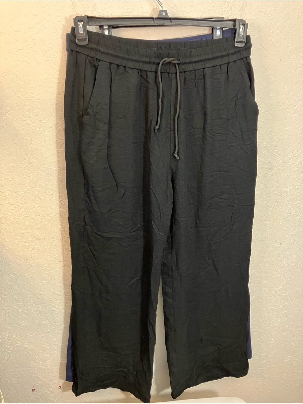 HALARA Mid Rise Drawstring Wide Leg Casual Linen-Feel Pants with Pockets